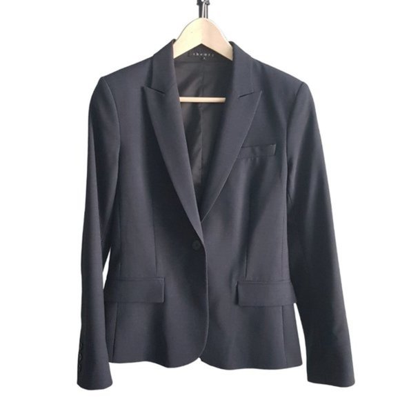 Theory Jackets & Blazers - Navy Theory Wool Blend Blazer
